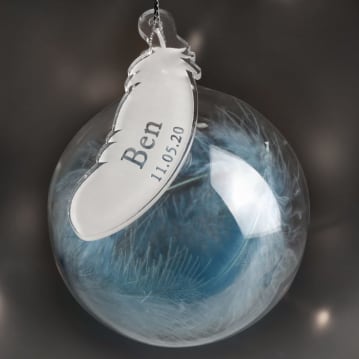 Personalised Glass Feather Bauble 