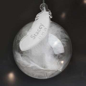 Personalised Glass Feather Bauble 
