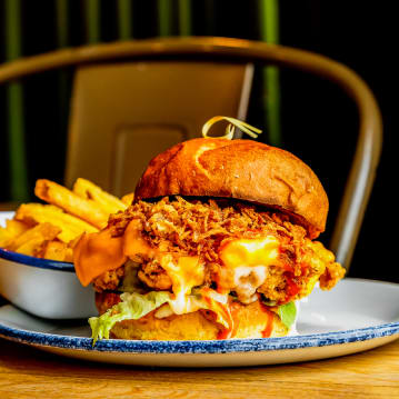 Gourmet Burger Meal and a Craft Beer for Two