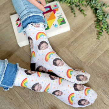 Personalised Rainbow Photo Socks