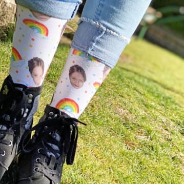Personalised Rainbow Photo Socks