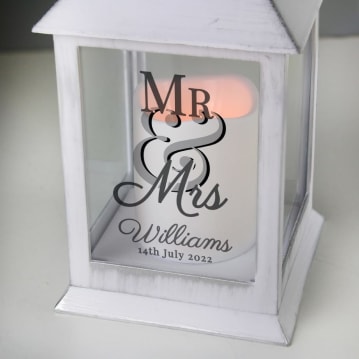 Personalised Mr & Mrs White Lantern