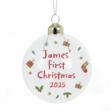 Personalised First Christmas Glass Baubles
