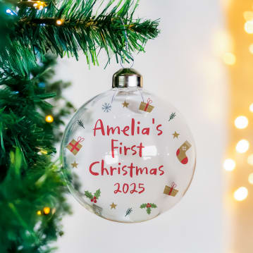 Personalised First Christmas Glass Baubles