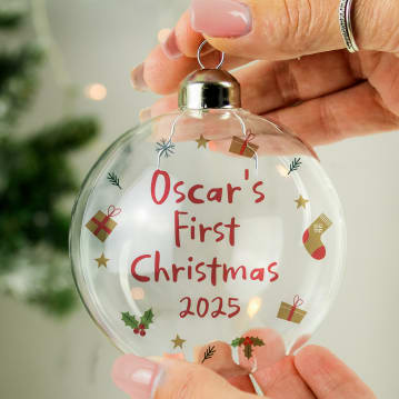 Personalised First Christmas Glass Baubles