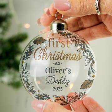Personalised First Christmas Glass Baubles