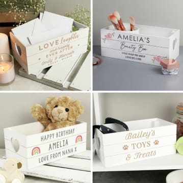 Personalised White Wooden Crates