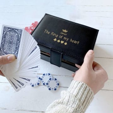 Personalised Poker Set in Faux Leather Box