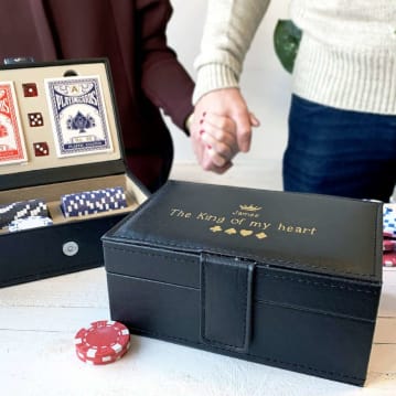 Personalised Poker Set in Faux Leather Box