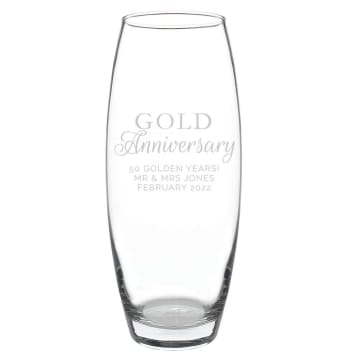 Personalised Gold Anniversary Glass Bullet Vase