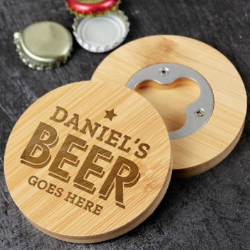 Personalised Bamboo Bottle Opener Coasters
