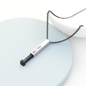 Personalised Men's Black & Silver Hidden Message Chain Necklace