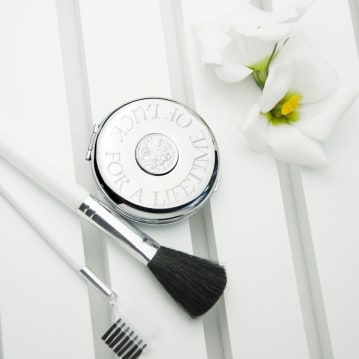 Personalised Silver Plated Lucky Sixpence Compact Mirror