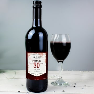 Personalised Wine with Vintage 50th Label
