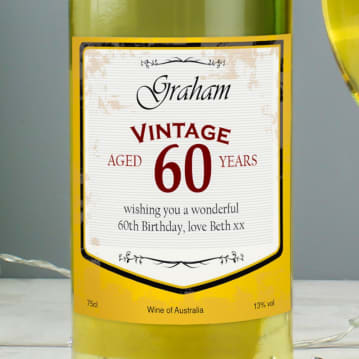 Personalised Wine with Vintage 60th Label