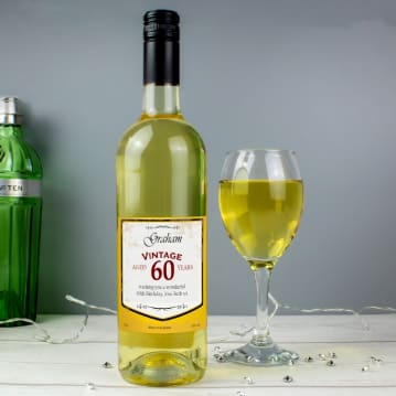 Personalised Wine with Vintage 60th Label
