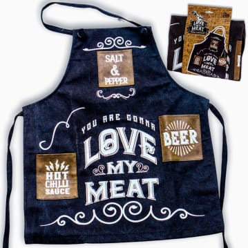Man's Love My Meat Canvas Apron