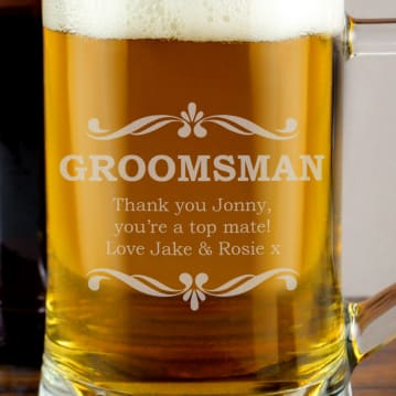 Personalised Groomsman Glass Stern Tankard
