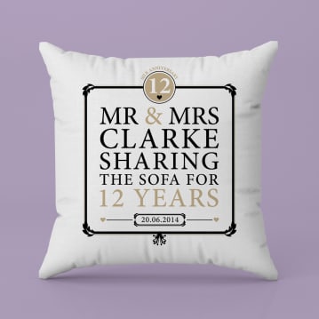 Personalised 12th Anniversary Sharing The Sofa Cushion