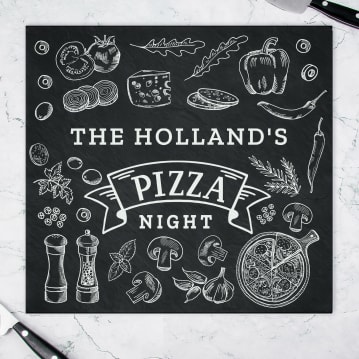Personalised Pizza Glass Chopping Board/Worktop Saver 