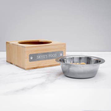Personalised Small Bamboo Wooden Pet Bowl