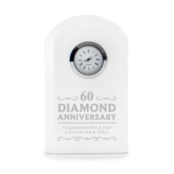 Engraved Diamond Wedding Anniversary Mantel Clock