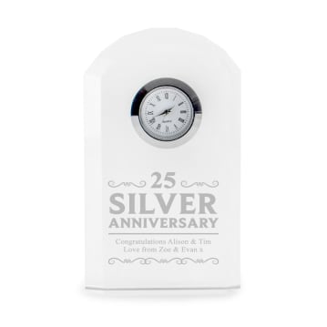 Engraved Silver Wedding Anniversary Mantel Clock