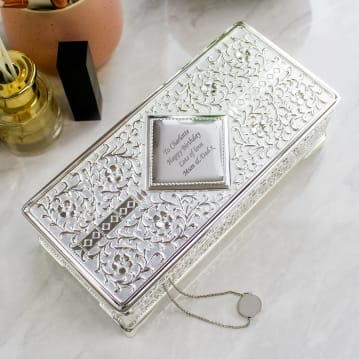 Antique Style Personalised Silver Plated Jewellery Box