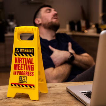 Desk Warning Sign - Virtual Meeting in Progress
