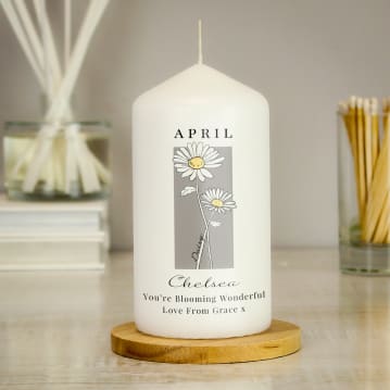 Personalised Birth Flower Pillar Candle