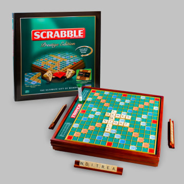 Prestige Scrabble with Rotating Turntable & Wooden Storage Box