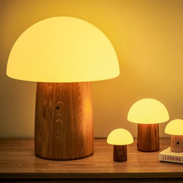 Wooden Mushroom Lamps