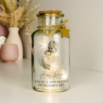 Personalised Photo Upload LED Glass Jar