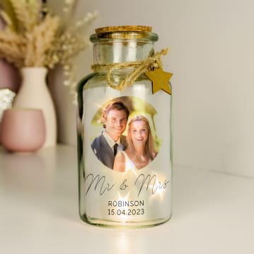 Personalised Photo Upload LED Glass Jar