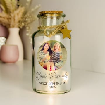 Personalised Photo Upload LED Glass Jar