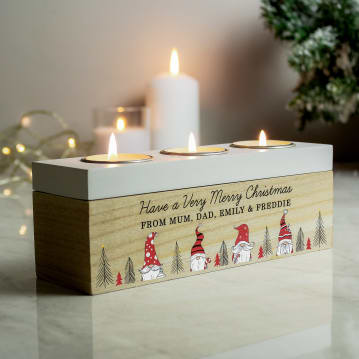 Personalised Gonk Christmas Triple Tea Light Box