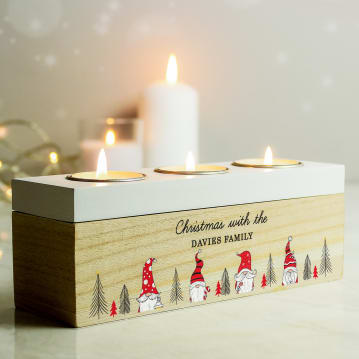 Personalised Gonk Christmas Triple Tea Light Box