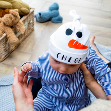 Personalised Snowman Baby Hat