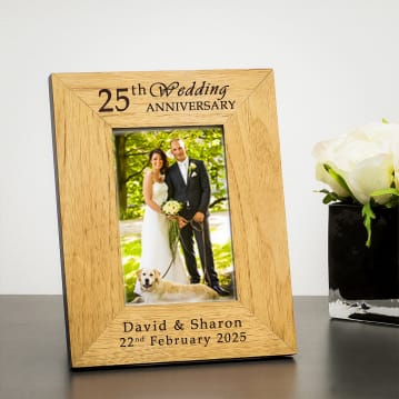 Personalised 25th Wedding Anniversary Wooden Photo Frame