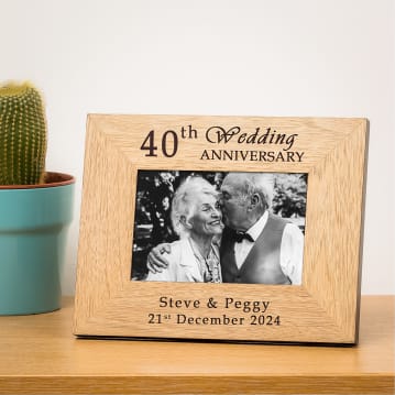Personalised 40th Wedding Anniversary Wooden Photo Frame