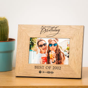 Personalised Happy Birthday Playlist Wooden Photo Frame
