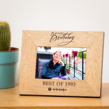 Personalised Happy Birthday Playlist Wooden Photo Frame