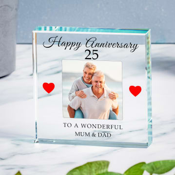 Personalised 25th Wedding Anniversary Photo Upload Glass Token