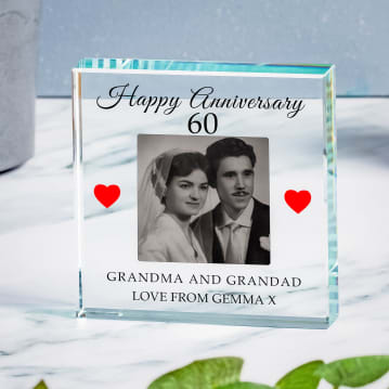 Personalised 60th Wedding Anniversary Photo Upload Glass Token