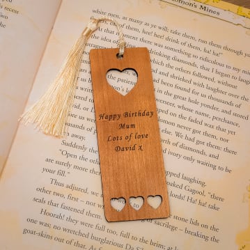 Personalised Wooden Hearts Bookmark