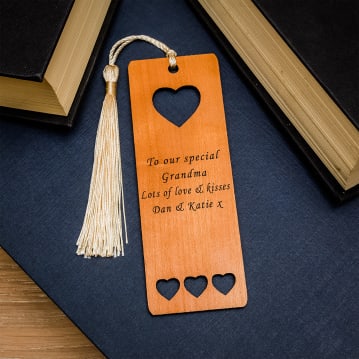 Personalised Wooden Hearts Bookmark