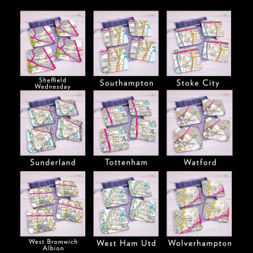 Set of 4 Football Ground Location Coasters