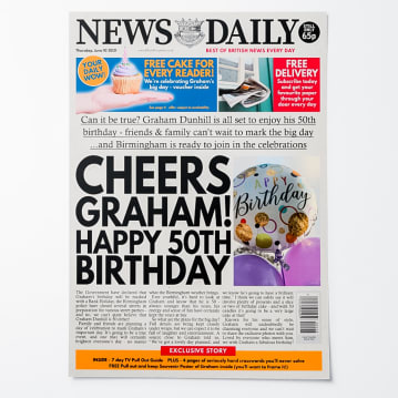 Personalised "Birthday" Newspaper Front Page