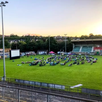 Family Outdoor or Drive In Cinema with Pizza