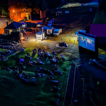 Family Outdoor or Drive In Cinema with Pizza